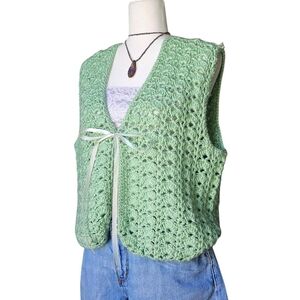 Handmade Green Cozy Crochet Vest